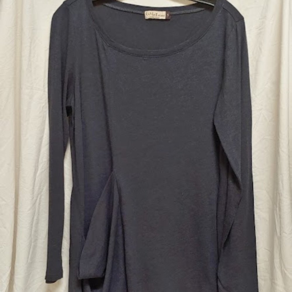 Chalet  Scoop Neck  Tunic Lagenlook Asymetrical Pocket in Navy- Womens S